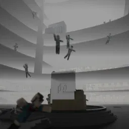 Voxel Plaza With Zombies