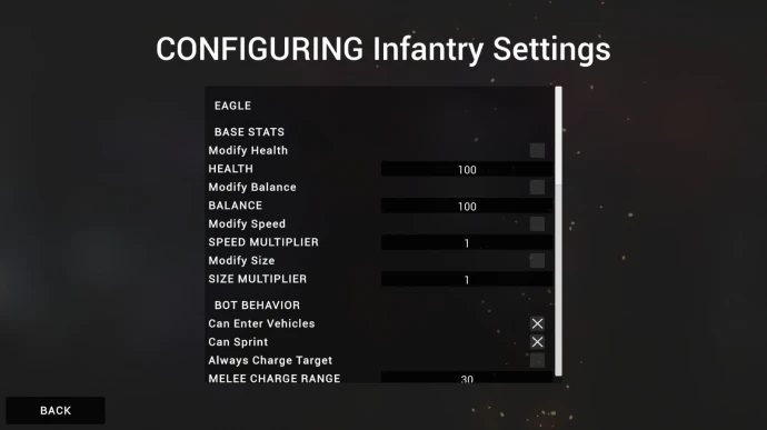 Infantry Settings [Commission] 0